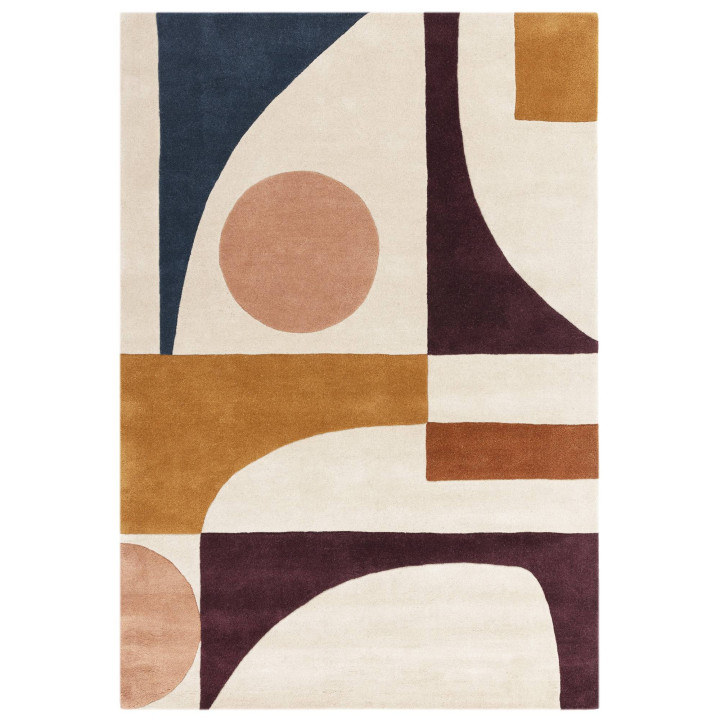 Tappeto Reef astratto beige e blu 200x290 cm