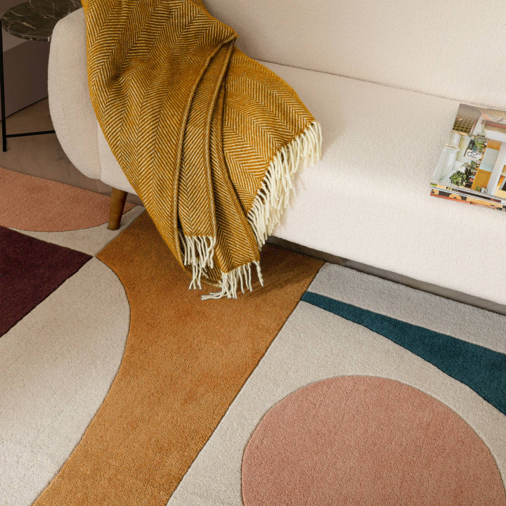 Tappeto Reef astratto beige e blu 200x290 cm