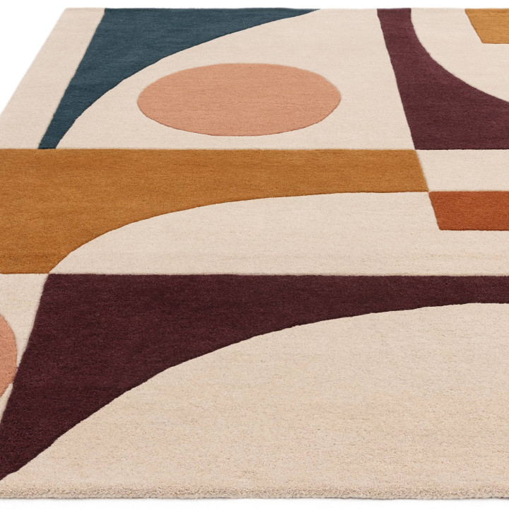 Tappeto Reef astratto beige e blu 200x290 cm