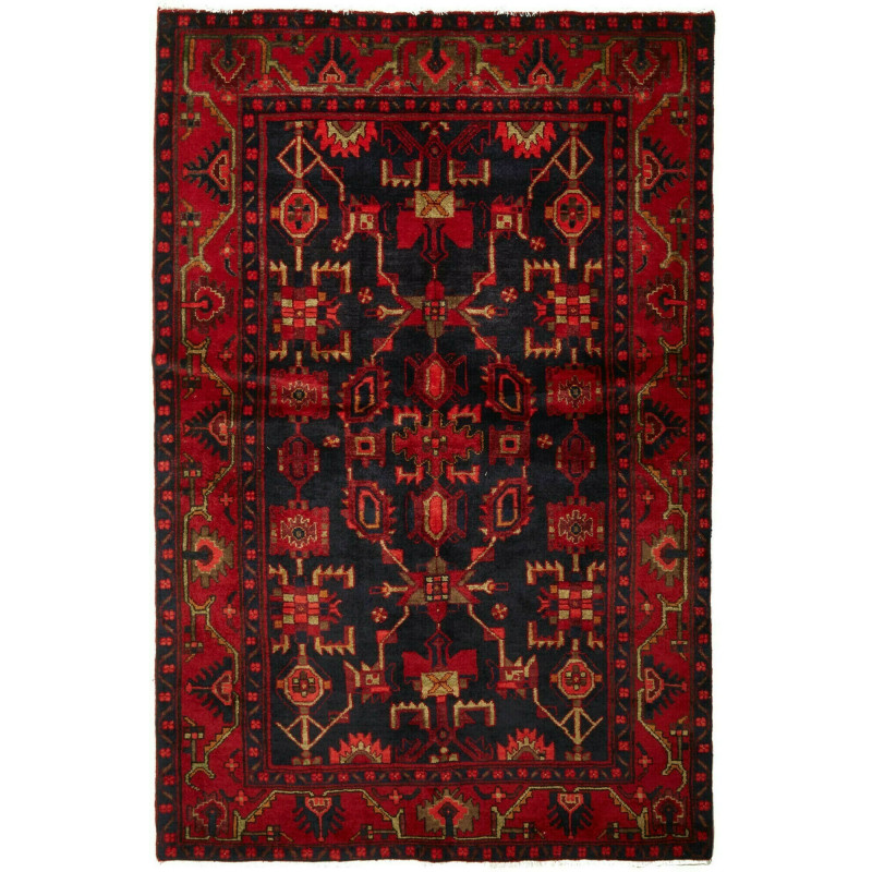 Rug Hamadan Persia 140x214 Deep Red Navy Blue