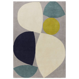 Rug Reef abstract grey beige olive green dark bl