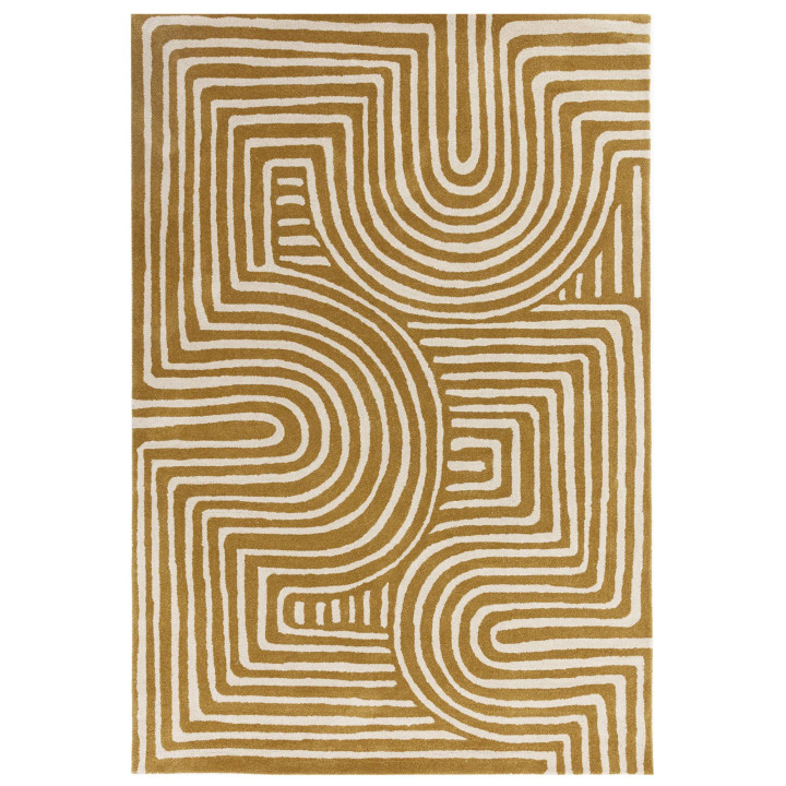 Rug Reef geometric mustard yellow ivory 160x230