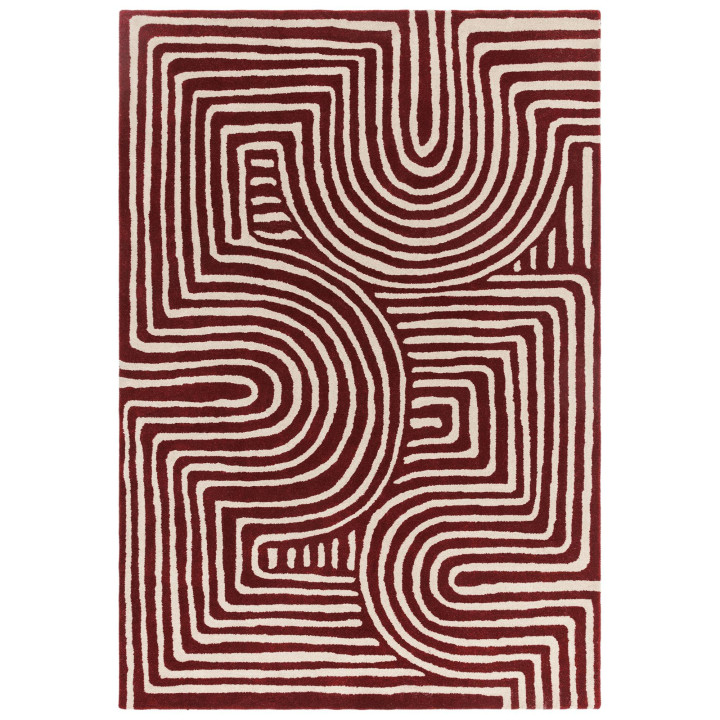 Rug Reef geometric burgundy red beige 120x170 cm