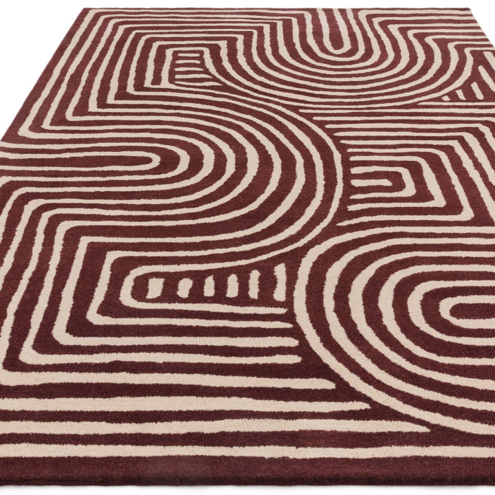 Rug Reef geometric burgundy red beige 120x170 cm