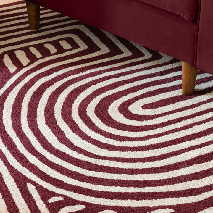 Tappeto Reef geometrico viola scuro e beige 200x