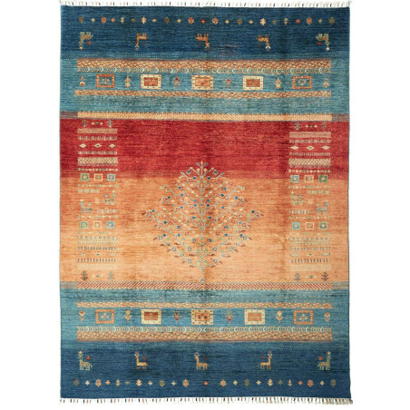 Rug Siva Pakistan 210x284 Deep Blue Terracotta