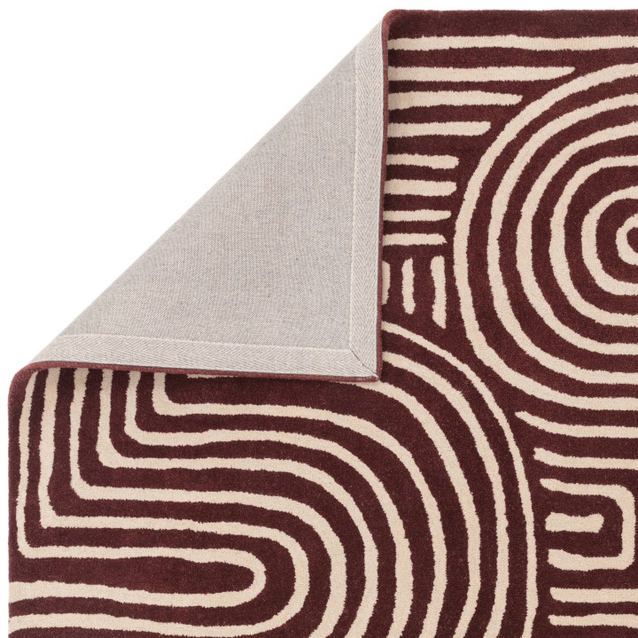 Rug Reef geometric dark purple beige 200x290 cm