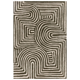 Tappeto Reef geometrico verde scuro e beige 160x