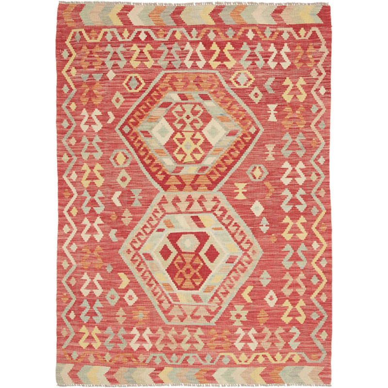 Hand Made Rug Kilim Afghanistan 124x173 Red Bei