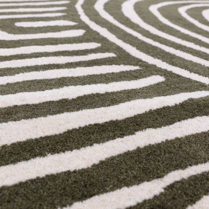 Rug Reef geometric olive green beige 200x290 cm