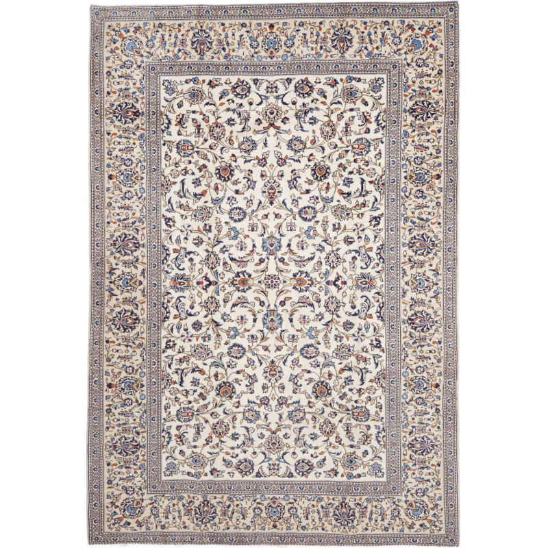 Hand Made Rug Kashan Persia 203x297 Ivory Blue