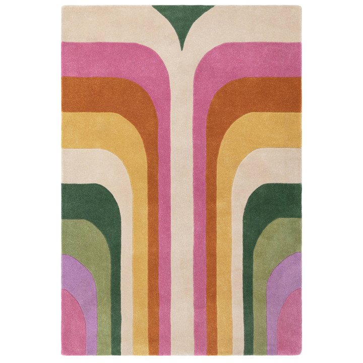 Rug Romy abstract pink ochre green purple beige