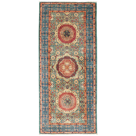 Rug Mamlouk Pakistan 74x182 Teal Deep Red