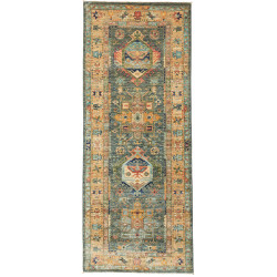 Rug Tribal Pakistan 80x198 Petrol Blue Ochre