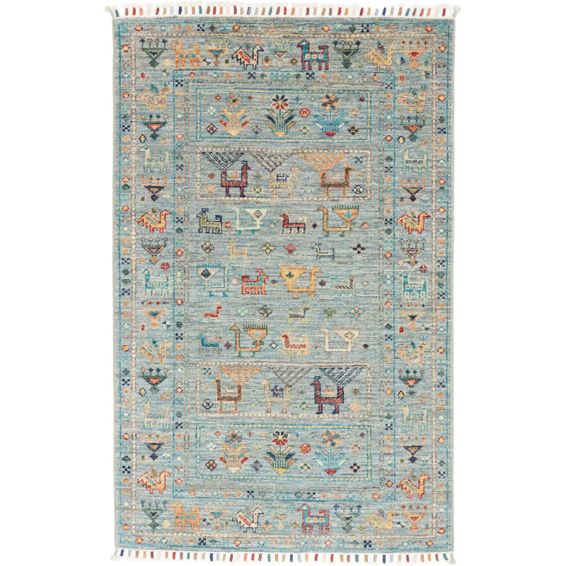 Hand Made Rug Rubin Pakistan 80x125 Light Blue
