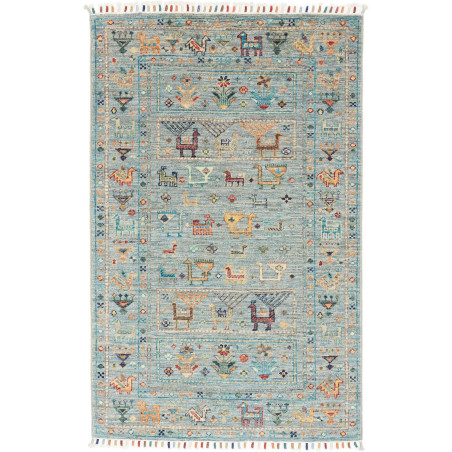 Hand Made Rug Rubin Pakistan 80x125 Light Blue