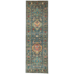 Rug Tribal Pakistan 78x253 Petrol Blue Turquois