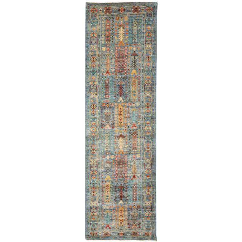 Rug Tribal Pakistan 80x273 Muted Teal-blue Terr