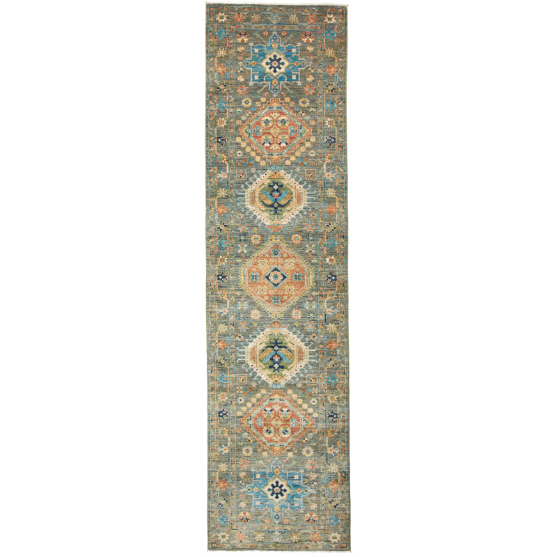 Rug Tribal Pakistan 79x302 Blue-green Burnt Ora