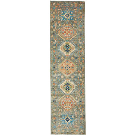 Rug Tribal Pakistan 79x302 Blue-green Burnt Ora