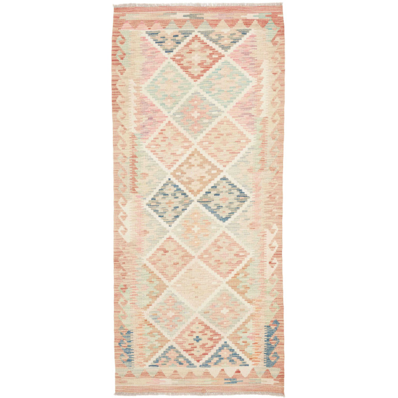 Rug Kilim Afghanistan 86x198 Beige Pink Blue Or