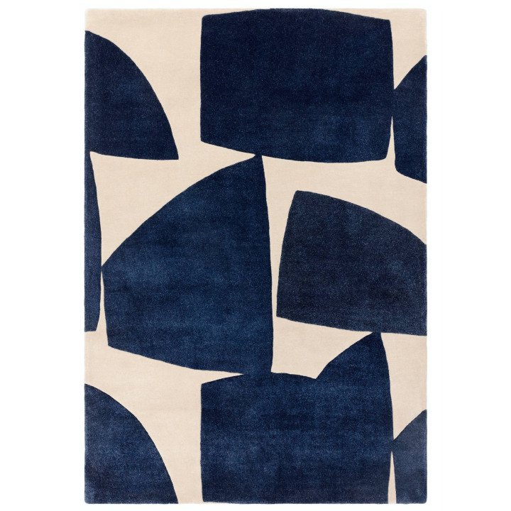 Tappeto Romy astratto blu scuro e beige 120x170