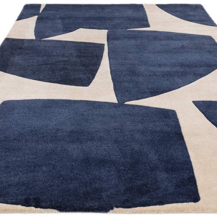 Tappeto Romy astratto blu scuro e beige 120x170