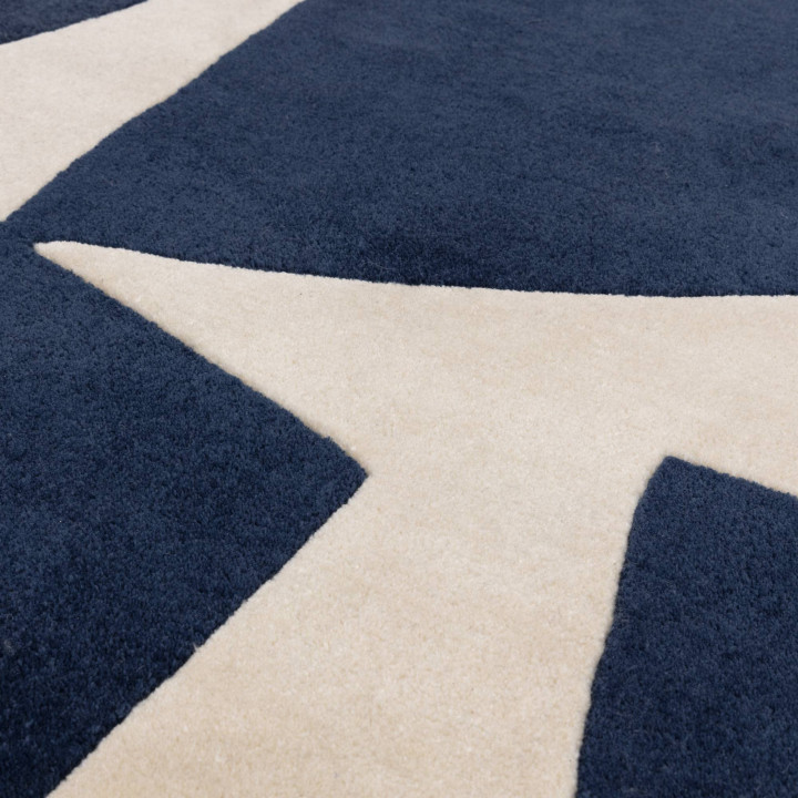 Rug Romy geometric dark blue light beige 200x290
