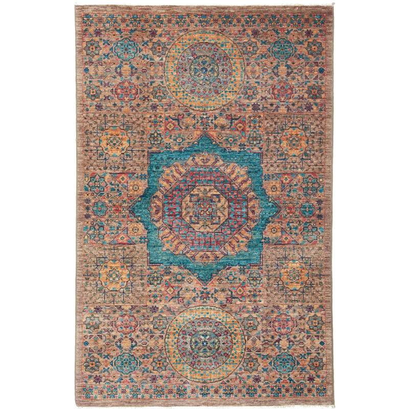 Rug Mamlouk Pakistan 99x155 Sandy Brown Turquoi