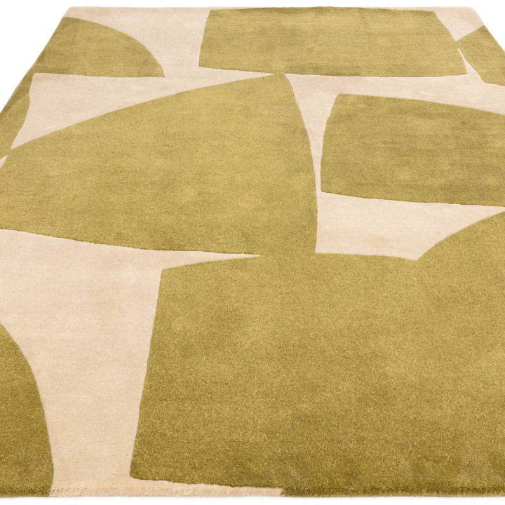 Tappeto Romy geometrico verde oliva e beige 160x
