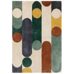 Tappeto Romy geometrico beige e verde scuro 160x