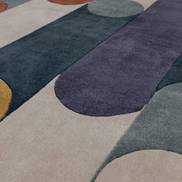 Tappeto Romy geometrico beige e verde scuro 160x