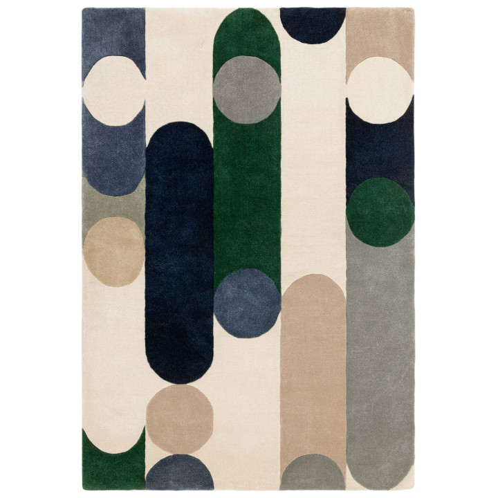 Tappeto Romy geometrico beige e blu scuro 160x23