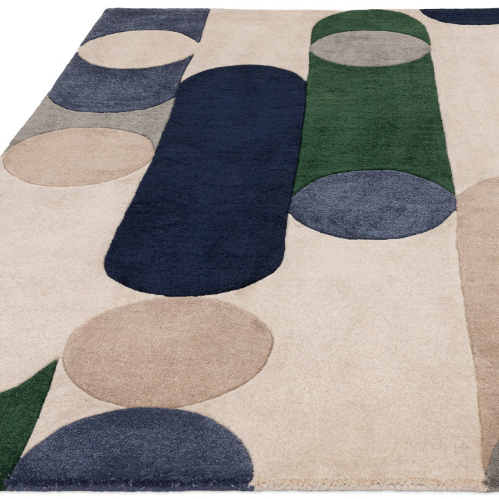 Tappeto Romy geometrico beige e blu scuro 160x23