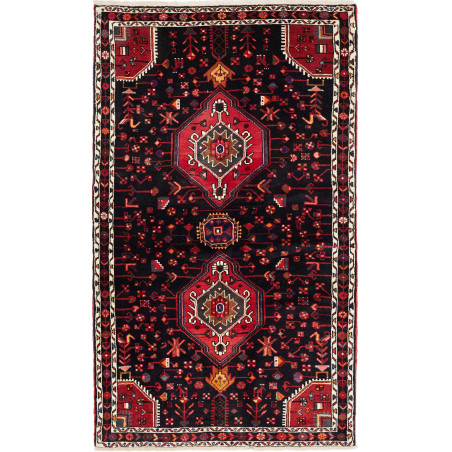 Hand Made Rug Hamadan Persia 136x227 Black Red