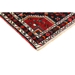 Hand Made Rug Hamadan Persia 136x227 Black Red