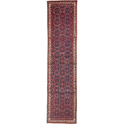 Hand Made Rug Hamadan Persia 100x410 Dark Blue