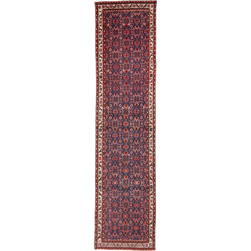 Hand Made Rug Hamadan Persia 100x410 Dark Blue