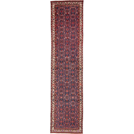 Hand Made Rug Hamadan Persia 100x410 Dark Blue