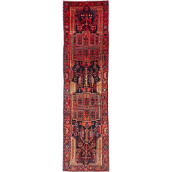Hand Made Rug Hamadan Persia 112x480 Red Blue