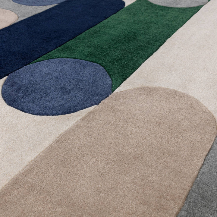 Tappeto Romy geometrico blu e verde 200x290 cm