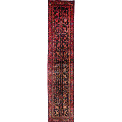 Hand Made Rug Hamadan Persia 110x515 Black Red
