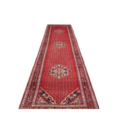Hand Made Rug Hamadan Persia 115x480 Red Blue