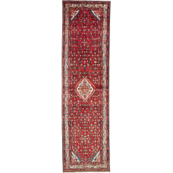 Hand Made Rug Hamadan Persia 113x410 Red Ivory