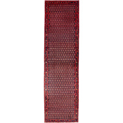 Hand Made Rug Hamadan Persia 107x380 Red Black