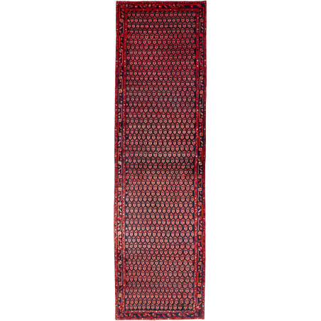 Hand Made Rug Hamadan Persia 107x380 Red Black
