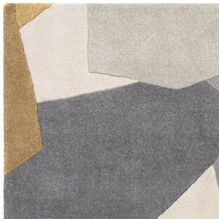 Tappeto Romy astratto giallo oro e grigio scuro