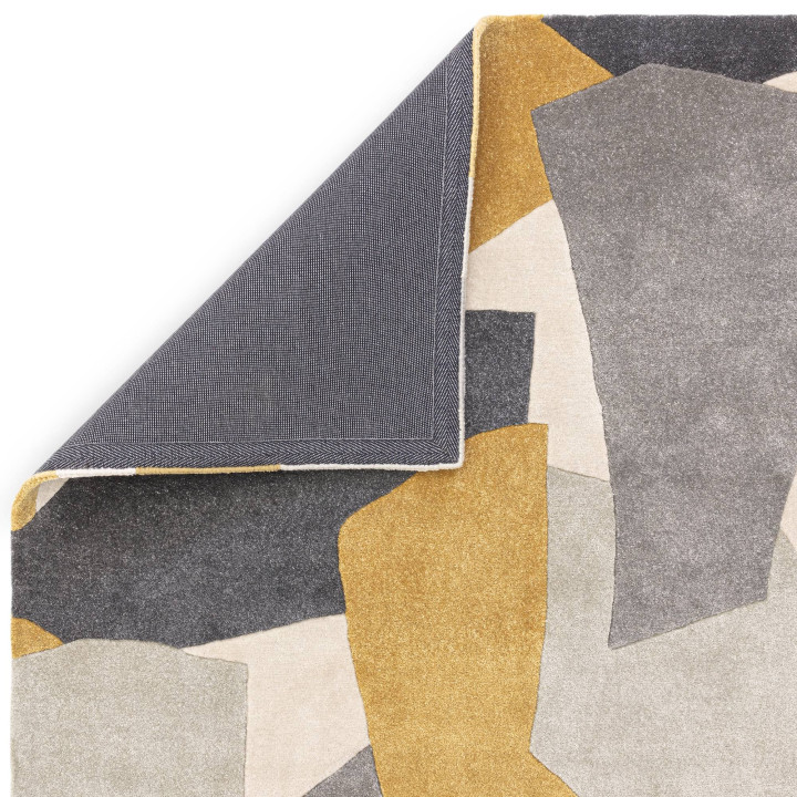 Rug Romy abstract golden yellow dark grey light
