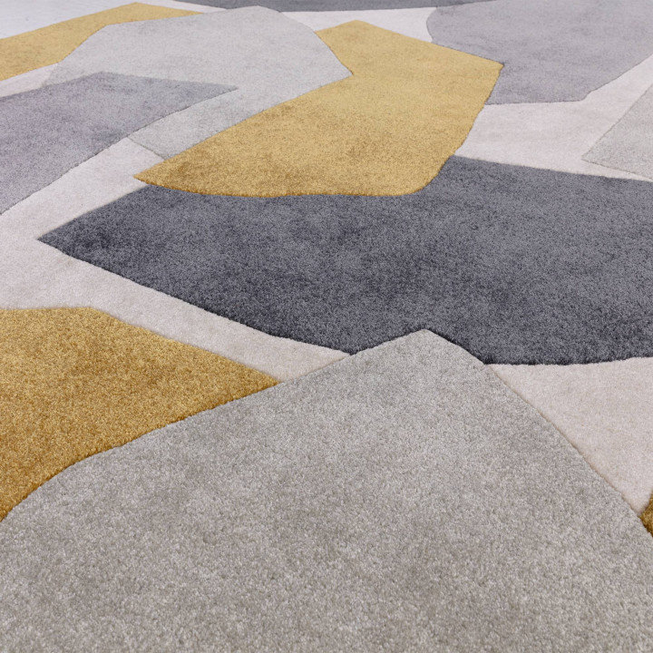 Tappeto Romy astratto giallo senape e grigio chi