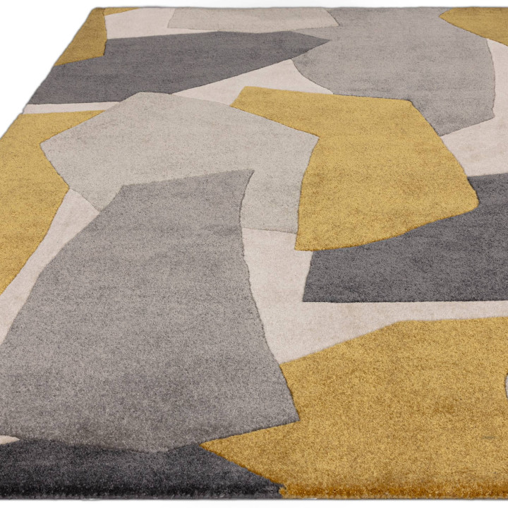 Rug Romy abstract golden yellow light grey dark